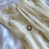 Niulatu White Spaghetti Straps Chiffon Sheath Gentle Prom Dresses with Beading HZ1103