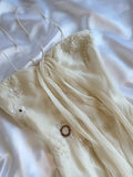 Niulatu White Spaghetti Straps Chiffon Sheath Gentle Prom Dresses with Beading HZ1103