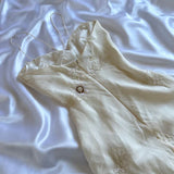 Niulatu White Spaghetti Straps Chiffon Sheath Gentle Prom Dresses with Beading HZ1103