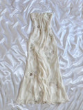 Niulatu White Spaghetti Straps Chiffon Sheath Gentle Prom Dresses with Beading HZ1103
