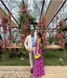 Niulatu Purple Spaghetti Straps A-Line Chiffon Long Prom Dress Backless Formal Evening Dress HZ1103