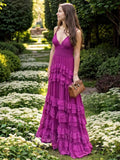Niulatu Purple Spaghetti Straps A-Line Chiffon Long Prom Dress Backless Formal Evening Dress HZ1103
