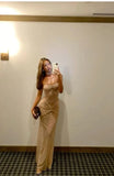 Niulatu Champagne Strapless Sheath Sparkling Tulle Long Prom Dress Sexy Party Dress HZ1103