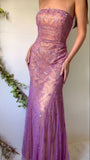 Niulatu Purple Chiffon Mermaid Prom Dresses Elegant Beaded Sleeveless Party Dresses HZ1103