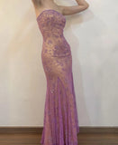 Niulatu Purple Chiffon Mermaid Prom Dresses Elegant Beaded Sleeveless Party Dresses HZ1103