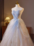 Niulatu A-Line Sweetheart Tulle Champagne Long Prom Dresses Beaded Sequins Sweet 16 HZ1103