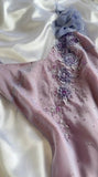 Niulatu Purple Spaghetti Straps Sheath Sparkling Beaded Chiffon Short Prom Dresses Applique Party Dresses HZ1103