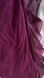 Niulatu Grape One Shoulder Shiny Chiffon Sheath Elegant Party Dress with Ruffles HZ1103