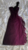 Niulatu Grape One Shoulder Shiny Chiffon Sheath Elegant Party Dress with Ruffles HZ1103