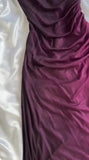 Niulatu Grape One Shoulder Shiny Chiffon Sheath Elegant Party Dress with Ruffles HZ1103