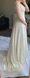 Niulatu Apricot Spaghetti Straps Chiffon Empire Dress Shiny Beaded Long Simple Formal Evening Dress HZ1103