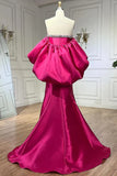Niulatu Fuchsia Sweetheart Mermaid Satin Long Prom Dress Simple Formal Evening Dress HZ1103