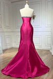 Niulatu Fuchsia Sweetheart Mermaid Satin Long Prom Dress Simple Formal Evening Dress HZ1103