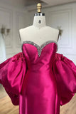 Niulatu Fuchsia Sweetheart Mermaid Satin Long Prom Dress Simple Formal Evening Dress HZ1103