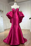 Niulatu Fuchsia Sweetheart Mermaid Satin Long Prom Dress Simple Formal Evening Dress HZ1103