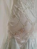 Niulatu Mint Green Spaghetti Straps Chiffon Ruffled Prom Dresses Shiny Beaded Sequined Backless Evening Dresses HZ1103