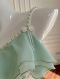 Niulatu Mint Green Spaghetti Straps Chiffon Ruffled Prom Dresses Shiny Beaded Sequined Backless Evening Dresses HZ1103