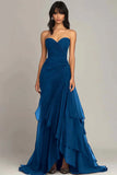 Niulatu Dark Green A-Line Sweetheart Tulle Layered Long Prom Dresses Formal Evening Dress HZ1103