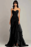 Niulatu Mermaid Dark Green Sweetheart Tulle Long Prom Dresses Formal Evening Dresses with Rufflest HZ1103