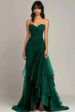 Niulatu Dark Green A-Line Sweetheart Tulle Layered Long Prom Dresses Formal Evening Dress HZ1103