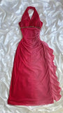 Niulatu Gradient Red Halter Sheath Party Dress Elegant Gothic Glitter Chiffon Prom Dress HZ1103