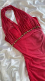 Niulatu Gradient Red Halter Sheath Party Dress Elegant Gothic Glitter Chiffon Prom Dress HZ1103