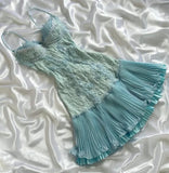 Niulatu Tiffany Blue Spaghetti Strap Chiffon Party Dresses Lace Applique Short Prom Dresses Homecoming Dress HZ1103