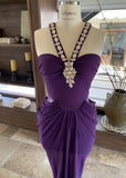 Niulatu Blue V-neck Chiffon Bodycon Party Dresses Elegant Rhinestone Evening Dresses HZ1103