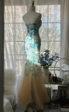 Niulatu Blue Sweetheart Mermaid Tulle Evening Dresses Gorgeous Beaded Long Prom Dresses HZ1103