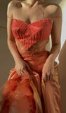 Niulatu Orange Spaghetti Straps A-Line Tulle Beaded Party Dresses Elegant Prom Dresses HZ1103