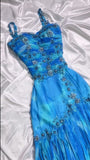 Niulatu Blue Spaghetti Straps A-Line Chiffon Beaded Party Dresses Homecoming Dress HZ1103