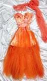 Niulatu Orange Strapless Short Sweetheart Neck Tulle A-Line Short Prom Evening Dress Homecoming Dress HZ1103