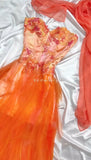 Niulatu Orange Strapless Short Sweetheart Neck Tulle A-Line Short Prom Evening Dress Homecoming Dress HZ1103