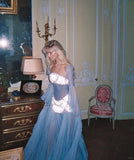 Niulatu Purple Sheath Tulle Beaded Sleeves Long Prom Dresses HZ1103