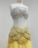 Niulatu Purple Sheath Tulle Beaded Sleeves Long Prom Dresses HZ1103