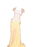 Niulatu Purple Sheath Tulle Beaded Sleeves Long Prom Dresses HZ1103