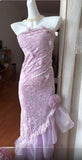 Niulatu Purple Strapless Lace Chiffon Party Dress Elegant Evening Dress HZ1103