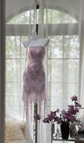 Niulatu Lavender Chiffon Short Evening Dresses for Party Glitter Beaded Backless Homecoming Dress HZ1103