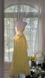 Niulatu Butter Yellow Spaghetti Straps A-line Tulle Beaded Long Prom Dresses Backless Evening Gowns HZ1103