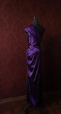 Niulatu Dark Purple One Shoulder Satin Sheath Simple Evening Dresses HZ1103