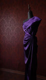 Niulatu Dark Purple One Shoulder Satin Sheath Simple Evening Dresses HZ1103