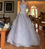 Niulatu Lilac Strapless Tulle A-Line Long Prom Dresses Unique Wedding Dresses HZ1103
