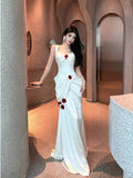 Niulatu White Satin Mermaid Off-the-shoulder Long Prom Dresses Simple Formal Evening Dresses HZ1103