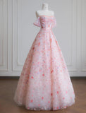 Niulatu Pink Off-the-shoulder A-Line Tulle Sequin Applique Wedding Dress Sweet 16 Dresses HZ1103