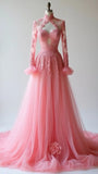 Niulatu Peach Sweetheart A-Line Tulle Lace Applique Wedding HZ1103