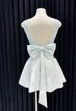 Niulatu Square Neck A-line Backless Birthday Dress Bow Short Prom Dress Sweet Homecoming Dress HZ1103