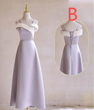 Niulatu Purple Satin with Bow A-Line Bridesmaid Dress, Elegant Formal Evening Dress HZ1103