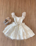 Niulatu Lace Layered Homecoming Dress with Bow Tulle Retro Short Prom Dresses HZ1103