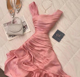 Niulatu Pink A-Line Chiffon Party Dresses HZ1103