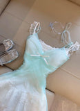 Niulatu Blue Tulle Unique Lace Strap Short Party Dresses Homecoming Dress HZ1103